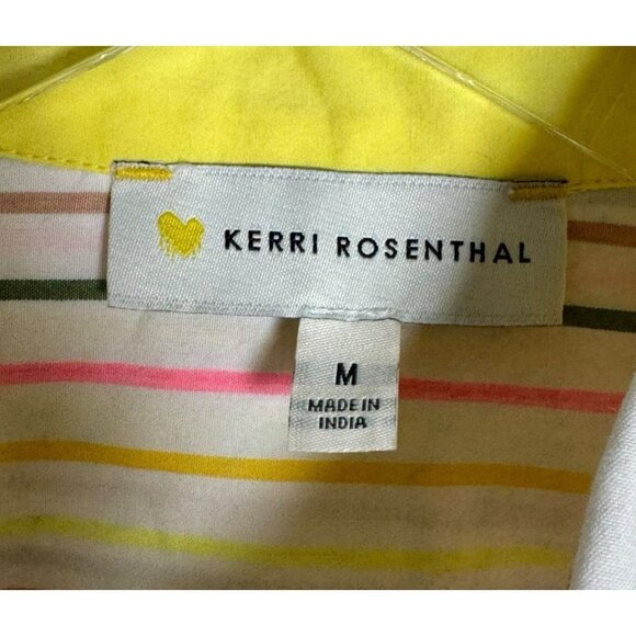 Kerri Rosenthal Shrunken Pia Shirt Button down shirtNeon Striped Heart Sz medium - Picture 7 of 10